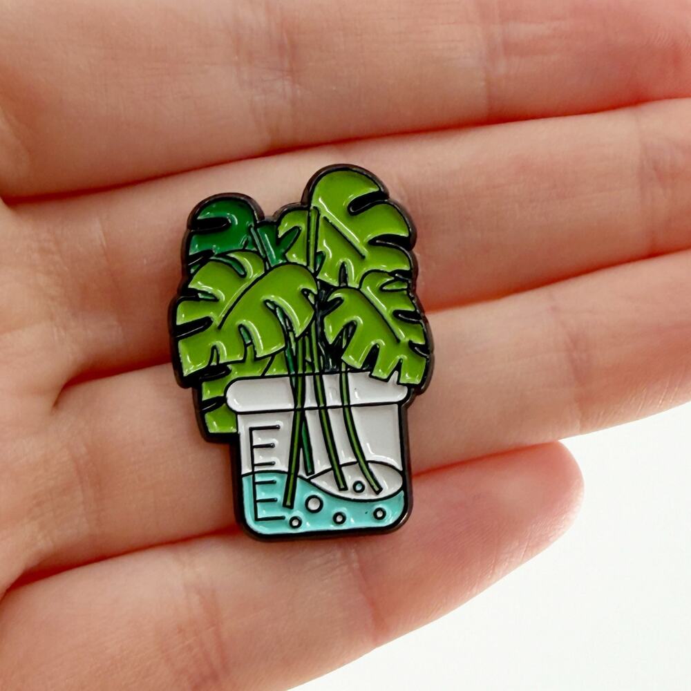 Plant In Beaker Soft Enamel Pin, Plant Lover